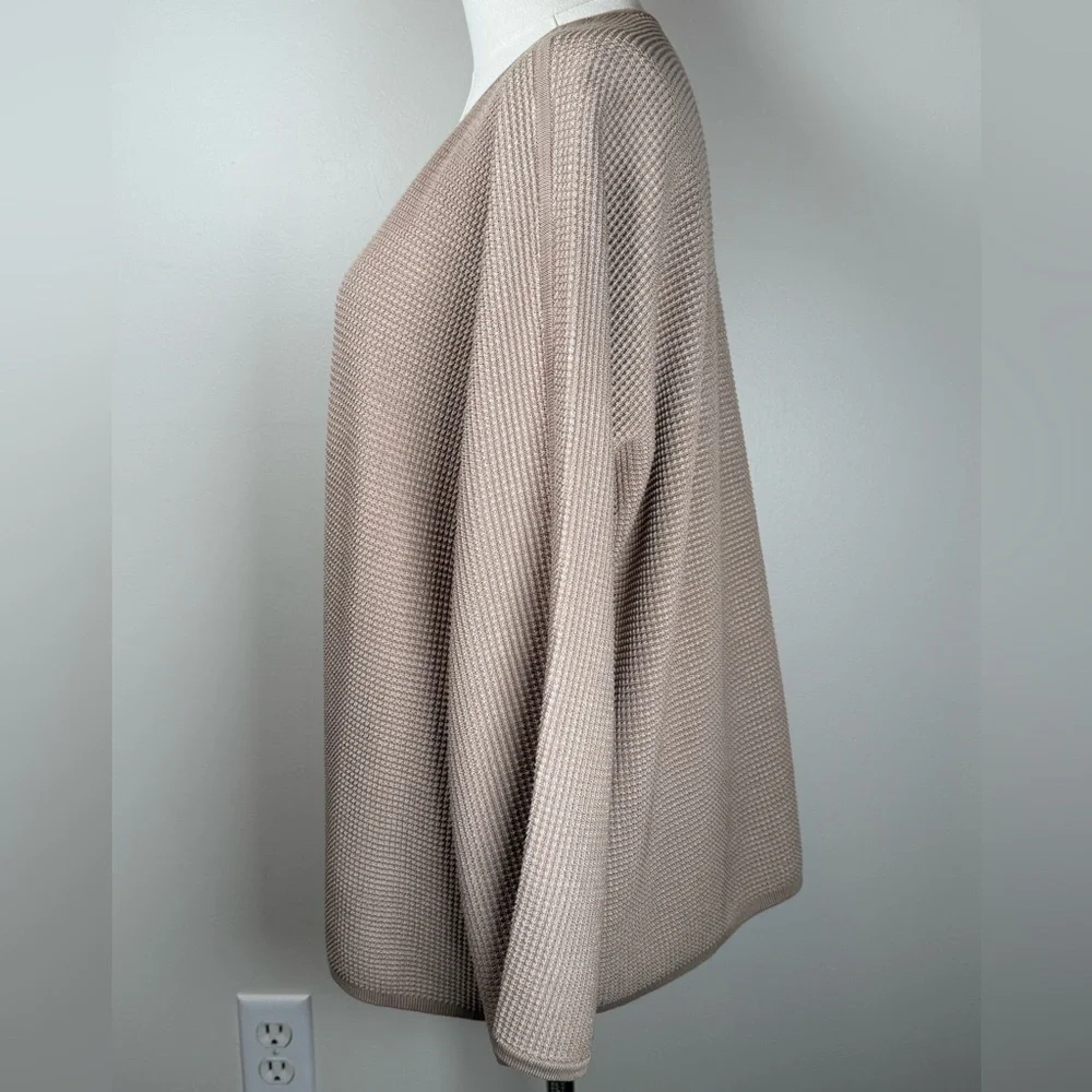 Eileen Fisher Silk Organic Cotton Open Front Cardigan Sweater Womens Size Large